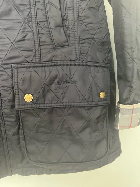 Navy Barbour Quilted Coat - Picture 3 of 5